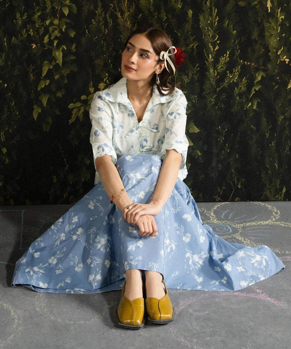 Printed Poplin SkirtPrinted Poplin Skirt