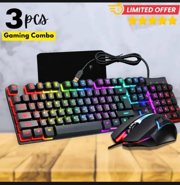 3-in-1 RGB Gaming Combo – LED Gaming Keyboard & Mouse Set
