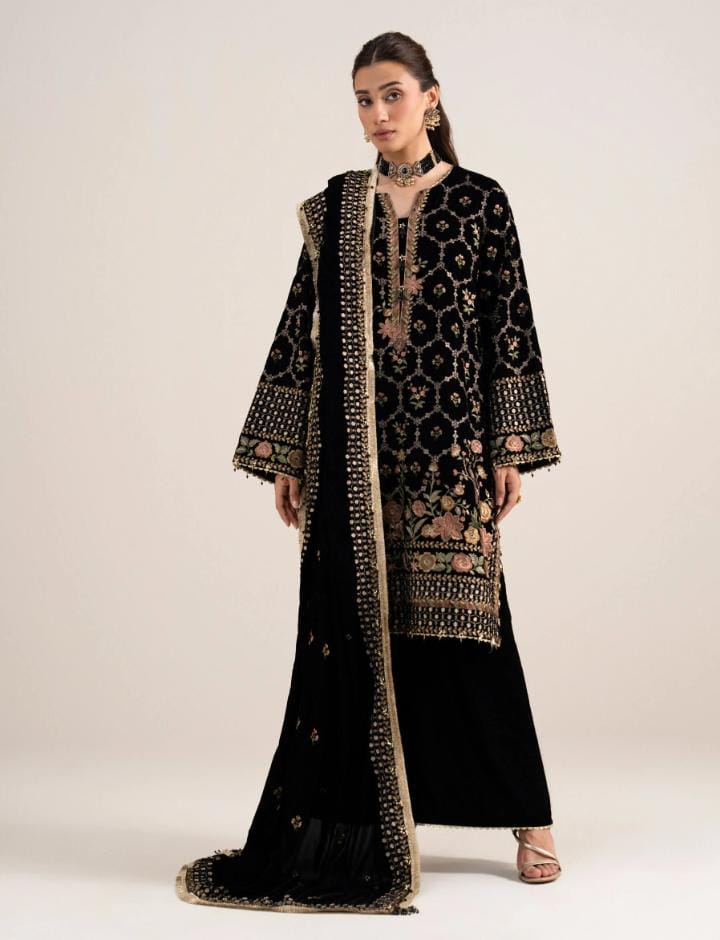 3 PIECE EMBROIDERED VELVET SUIT