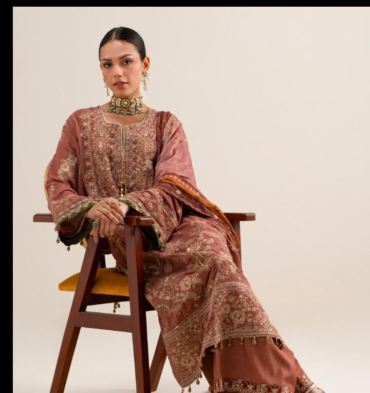 3 Piece - Embroidered Velvet Suit