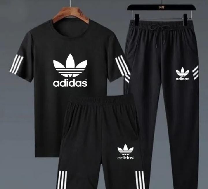 Men’s 3-Piece Sports Tracksuit – T-Shirt & 2 Jogger Pants Set