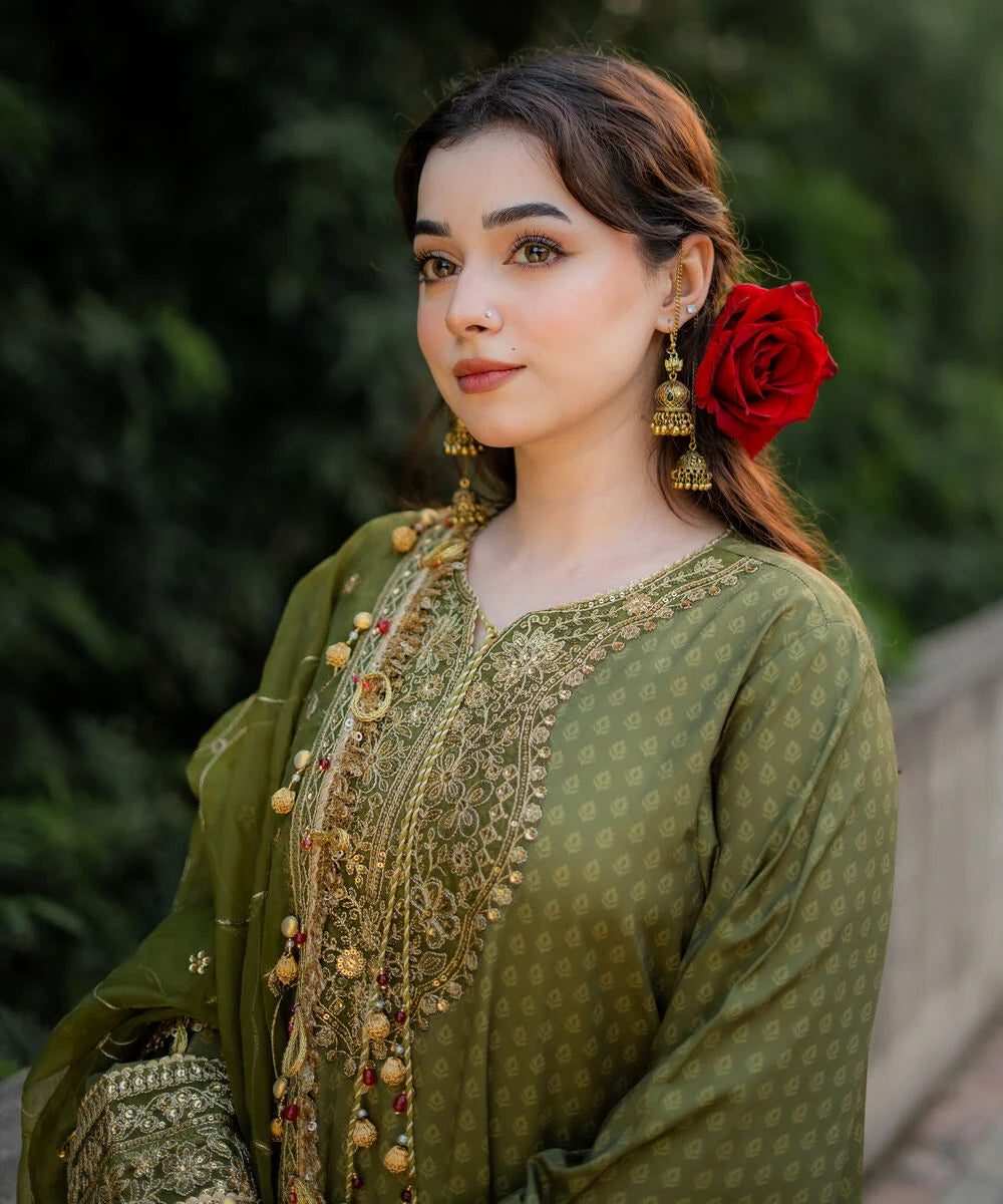 3 Piece - Embroidered Silk Suit
