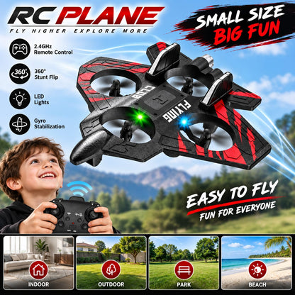 RC Plane 360° Stunt Flip Remote Control Aircraft with LED Lights & Gyro Stabilization