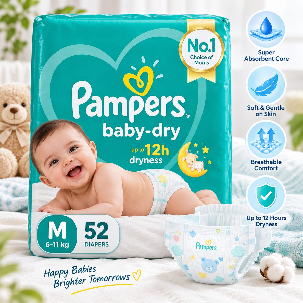 Premium Baby Diapers – Ultra Soft, Super Absorbent & Leak Protection