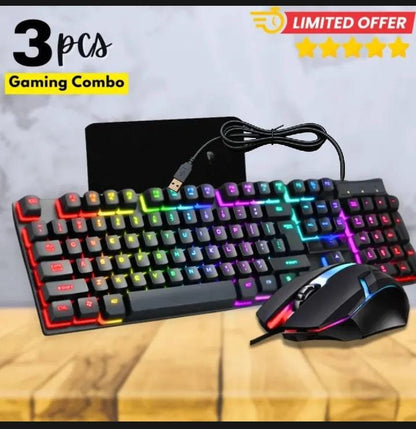 3-in-1 RGB Gaming Combo – LED Gaming Keyboard & Mouse Set