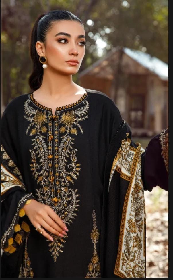 Women Unstitched 3 Piece Embroidered Dhanak Suit for Women | Winter Collection with Shawl
