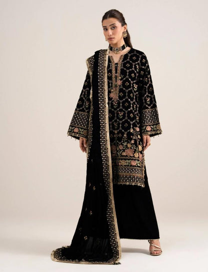 3 PIECE EMBROIDERED VELVET SUIT