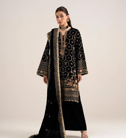 3 PIECE EMBROIDERED VELVET SUIT