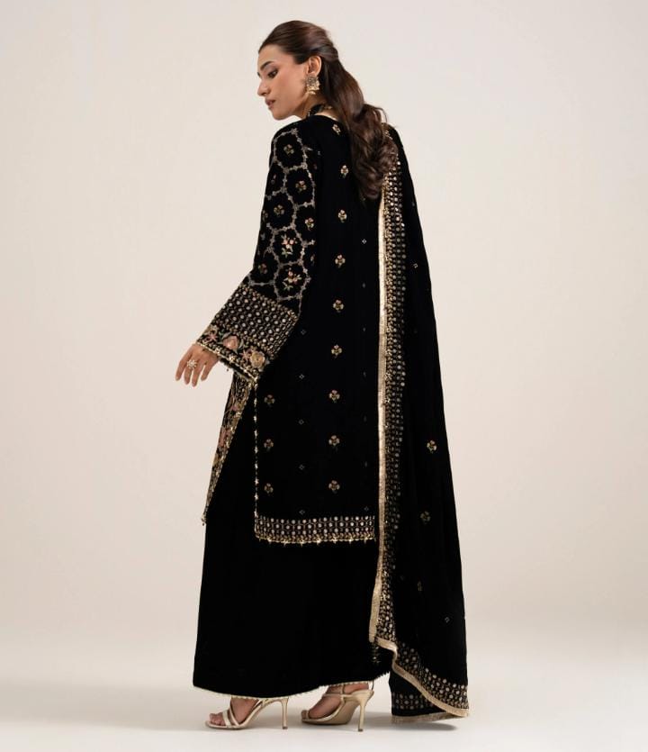 3 PIECE EMBROIDERED VELVET SUIT
