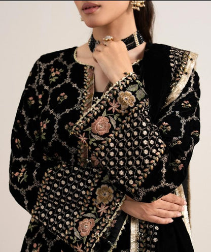 3 PIECE EMBROIDERED VELVET SUIT