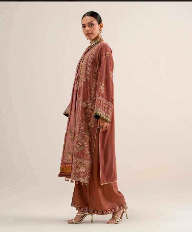 3 Piece - Embroidered Velvet Suit