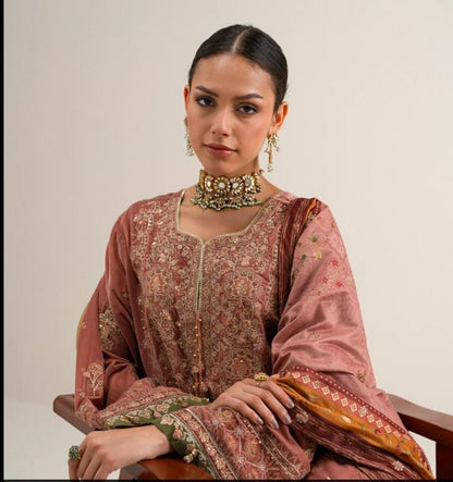 3 Piece - Embroidered Velvet Suit