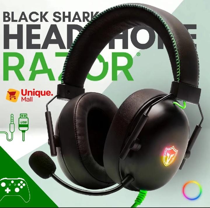 Black Shark V2 RGB Gaming Headset with Mic – Noise Cancelling & LED Lights