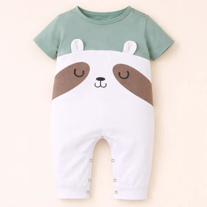 Baby Full-Body Printed Cotton Romper Bear White - Mini Charm