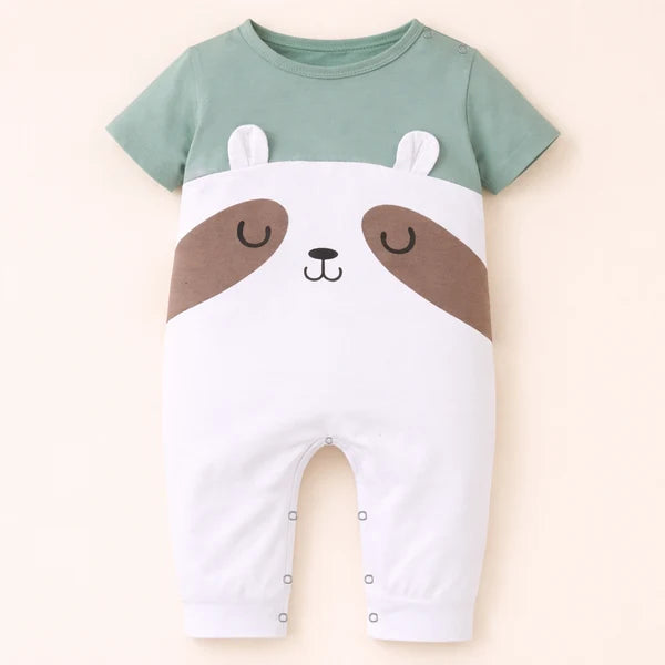 Baby Full-Body Printed Cotton Romper Bear White - Mini Charm