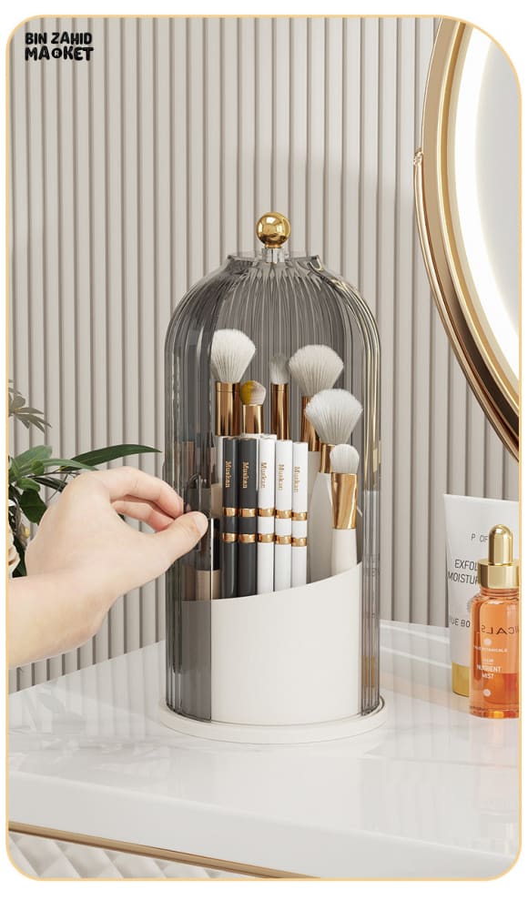 LUXOR ROTATING MAKEUP BRUSH HOLDER - CLEAR CAGE