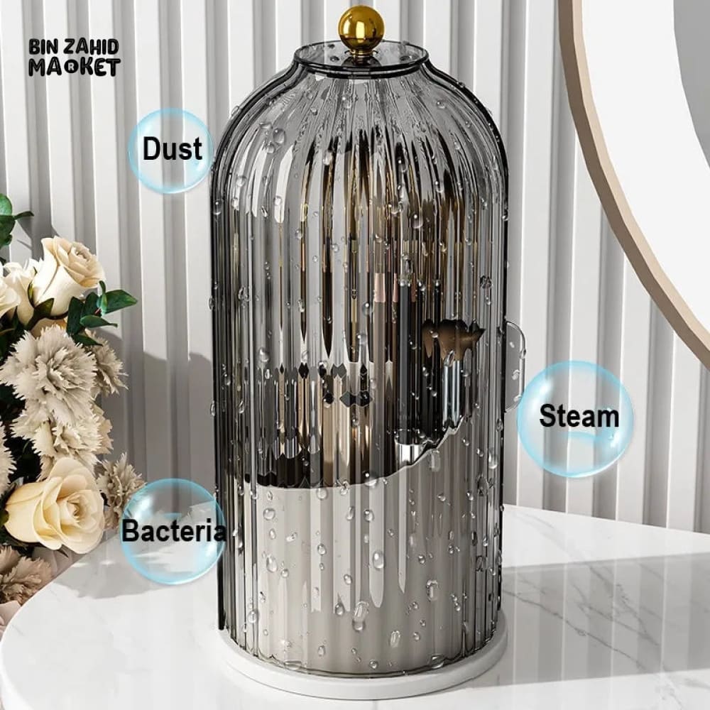 LUXOR ROTATING MAKEUP BRUSH HOLDER - CLEAR CAGE